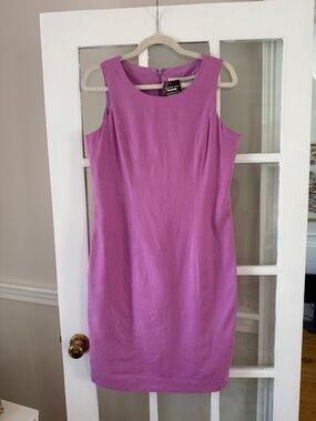 Vintage Adolfo Studio Pink Linen Blend Sheath Dress